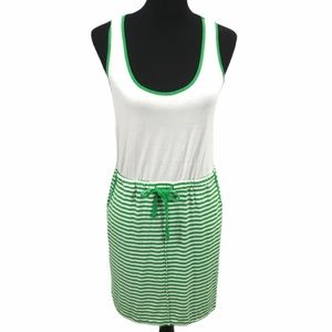 a.n.a. Green white Striped Dress with Pockets medium flattering beachy